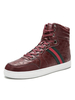 Baskets pour hommes rouges en cuir confortable bout rond bottes de cow-boy chaussures décontractées