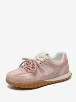 Baskets roses à bout rond en micro daim pour femmes chaussures décontractées de 12 pouces