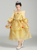 Beauty And The Beast Costume pour enfants Disney Princess Bell Déguisements Halloween Costume Tulle Golden Déguisements Halloween