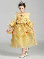 Beauty And The Beast Costume pour enfants Disney Princess Bell Déguisements Halloween Costume Tulle Golden Déguisements Halloween