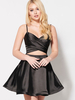 Belle avec robe de soirée courte A-ligne col en V polyester noir mini jupe tenue