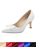 Belle chaussure de mariée en fausse soie ivoire à talons aigus avec noeud escarpins