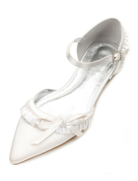 Belle chaussure de mariée en satin Talon plate avec plissement Escarpin