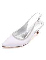 Belle chaussure de mariée en soie et satin à petits talons avec strass Escarpin