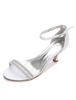 Belle chaussure de mariée en soie et satin à talons bobines avec strass sandales