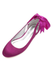Belle chaussure de mariée en soie et satin Talon plate avec ruban Escarpin