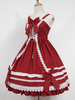 Belle robe à bretelles lolita en polyester color-block plissée col dentelé Robe Déguisements Halloween