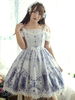 Belle robe à bretelles lolita en polyester impression avec dentelle col carré Robe Déguisements Halloween