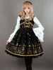 Belle robe à bretelles lolita en velours impression avec noeud à bretelles Robe Déguisements Halloween