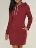 Belle robe bodycon en coton à capuche unicolore avec poches moulant