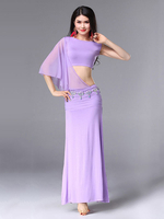 Belly Dance Costume Robes Femmes Lilas Sexy Split Danse Vêtements Déguisements Halloween
