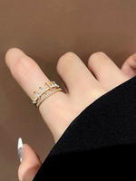 Bijoux de doigt en or clair en métal rond brillant strass cristal bijoux pour femmes