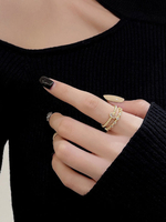 Bijoux de doigt en or clair en métal rond brillant zircone cubique bijoux pour femmes