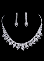 Bijoux de mariage définit argent coeur de mariée Vintage en forme de collier serti de boucles d’oreilles