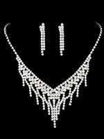 Bijoux de mariage en argent strass argent collier avec boucles d\