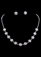Bijoux de mariée définit fleurs Vintage argent strass collier et boucles d’oreilles de mariage