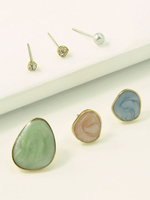 Bijoux Femme Boucles DOreilles Pastel Vert Géométrique En Alliage De Zinc Chic Imitation Perle Percé Oreille Bijoux