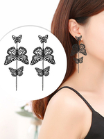 Bijoux Femme Noir Papillon Métal Simple Boucle doreille Percée