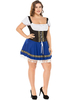 Bière Fille Costume Bleu Imprimé À Lacets Robe Cosplay Oktoberfest Déguisements Halloween