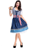 Bière Fille Costume Cosplay Bleu Vichy Rubans Robe Coton Vacances Oktoberfest Déguisements Halloween