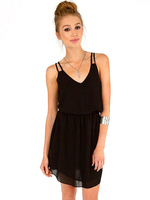 Black bretelles acétate robe d