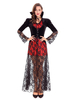Black Déguisements Halloween Costumes Vampire Robe Rose Motif Dentelle Semi Sheer Costumes de Vacances