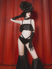 Black Jazz Dance Costume Femmes Sexy Discothèque Wear Set 4 Piece Déguisements Halloween