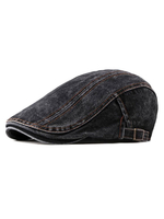 Blacl Flat Cap Denim Retro Beret pour les hommes