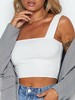 Blanc Cami Top Straps Neck Sexy Backless Crop Tops pour les femmes