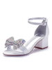 Blanc Chaussures De Mariage En Satin Bout Ouvert Strass Arcs Chunky Talon Chaussures De Mariée