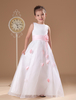 Blanc fleur fille robe fleurs Sash robe de Satin