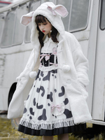 Blanc Lolita Manteaux Bows Pardessus Polyester Manteau Bicolore Bow Lolita Outwears