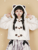 Blanc Lolita Manteaux Polyester Pardessus Bloc De Couleur Court Hiver Doux Lolita Outwear