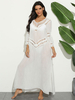Blanc Maxi Robes 3/4 Longueur SleevesV-cou avant de Split surdimensionné Robe longue