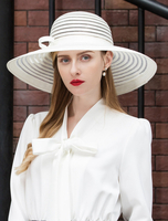 Blanc Rétro Sun Hat Femmes Vintage Big Cap Rétro Costume Accessoires de cheveux Déguisements Halloween