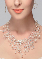 Blanc strass bijoux de mariage mariée collier de perles