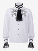 Blanc Vintage Haut Rétro Dentelle Volants Imprimé Fleuri Manches Longues Chemise Rétro Costumes Pour Homme