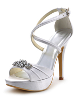 Blanche en soie et Satin bout ouvert s