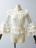 Blanche Lolita Chemisier Blouses Longues Manches Volants Classique Vintage Dentelle Lolita Top Lolita Shirt