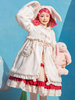 Blanche Lolita Manteaux Arcs Volants Polyester Manteau Manches Longues Bouffons Hiver Lolita Oreilles De Lapin