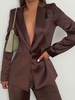 Blazer Court avec Manches Longues à Col Revers avec Poches Unicolore Blazer Femme