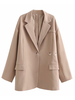 Blazer Court avec Manches Longues à Col Revers avec Poches Unicolore Blazer Femme