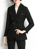 Blazer Court Femme à Col Revers avec Manches Longues avec Boutons Unicolore