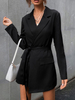 Blazer Court Femme à Col Revers avec Manches Longues Coupe Cintrée Unicolore Blazer Femme