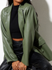 Blazer Court Femme à Cuir Synthétique Femme à Col Revers avec Manches Longues avec Poches Unicolore