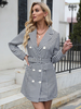 Blazer Court Femme avec Manches Longues à Col Revers Coupe Cintrée avec Boutons Imprimés