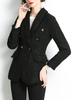 Blazer Femme à Col Revers avec Manches Longues avec Boutons Coupe Cintrée Unicolore