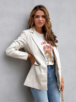 Blazer Femme avec Manches Longues à Col Revers Unicolore