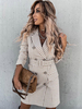 Blazer Femme Chic Col Rabattu Ceinture Manches Longues Plaid Veste