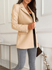 Blazer Femme Court à Col Revers avec Manches Longues Coupe Cintrée Unicolore